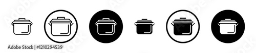 Pot icons set in black filled and stroke line style