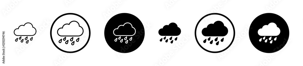 Rain icons in black and blue set Rain icons in black and blue set