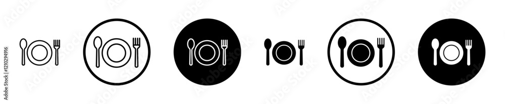 Restaurant icons set in black filled and stroke line style Restaurant icons set in black filled and stroke line style