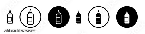 Sauce icons set in black filled and stroke line style