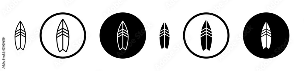 Surfing icons set in black filled and stroke line style Surfing icons set in black filled and stroke line style