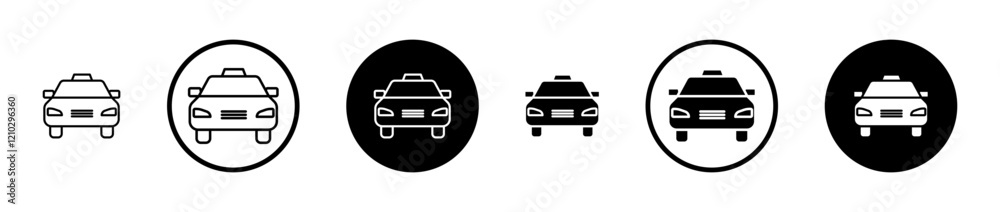 Taxi icons in black and blue set Taxi icons in black and blue set