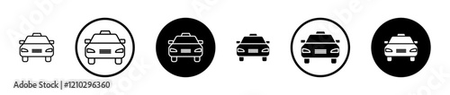 Taxi icons in black and blue set