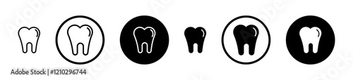 Tooth icons in black and blue set