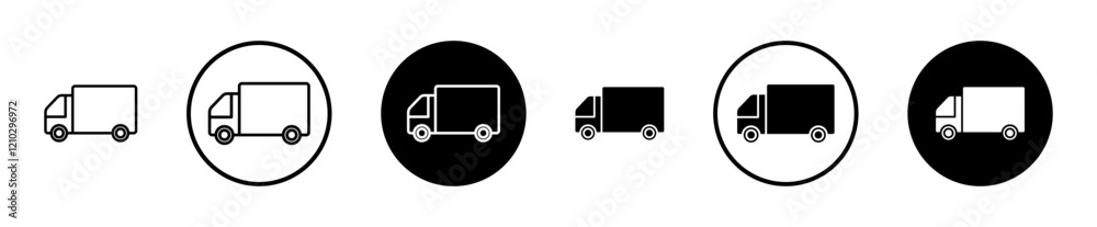 Truck icons in black and blue set Truck icons in black and blue set