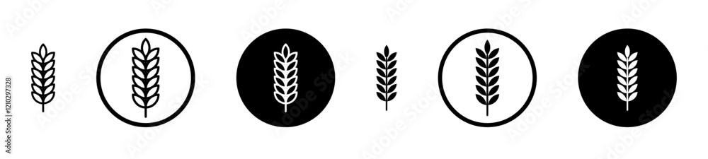 Wheat Icons vectors. black solid and liner versions Wheat Icons vectors. black solid and liner versions