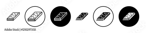 Wood board icons set in black filled and stroke line style