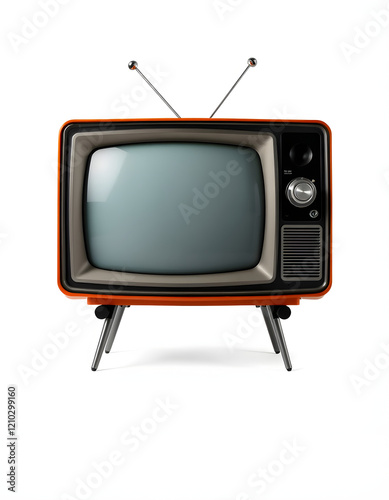 An old vintage retro tv television set isolated on a white background, smooth light