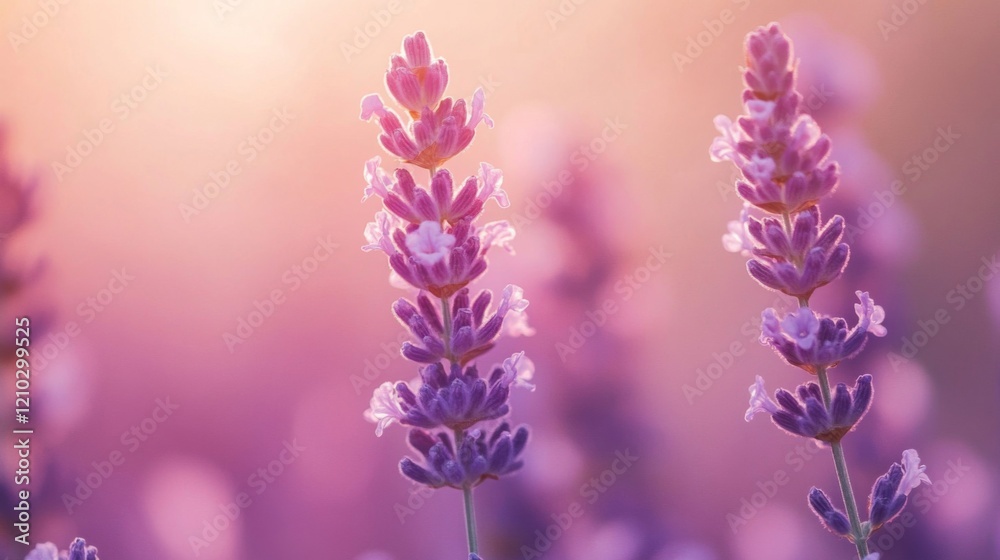 Fototapeta premium Soft Lavender Blooms in a Summer Field