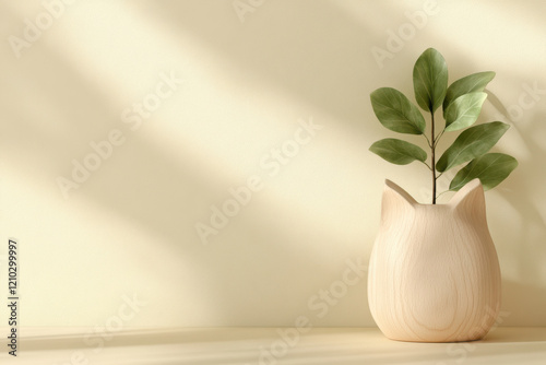 Wallpaper Mural Beige Cat Vase Backdrop with Copy Space Torontodigital.ca