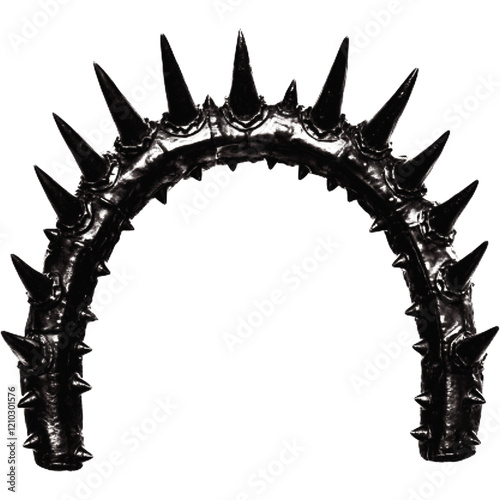 Gothic stone semicircle frame with spikes