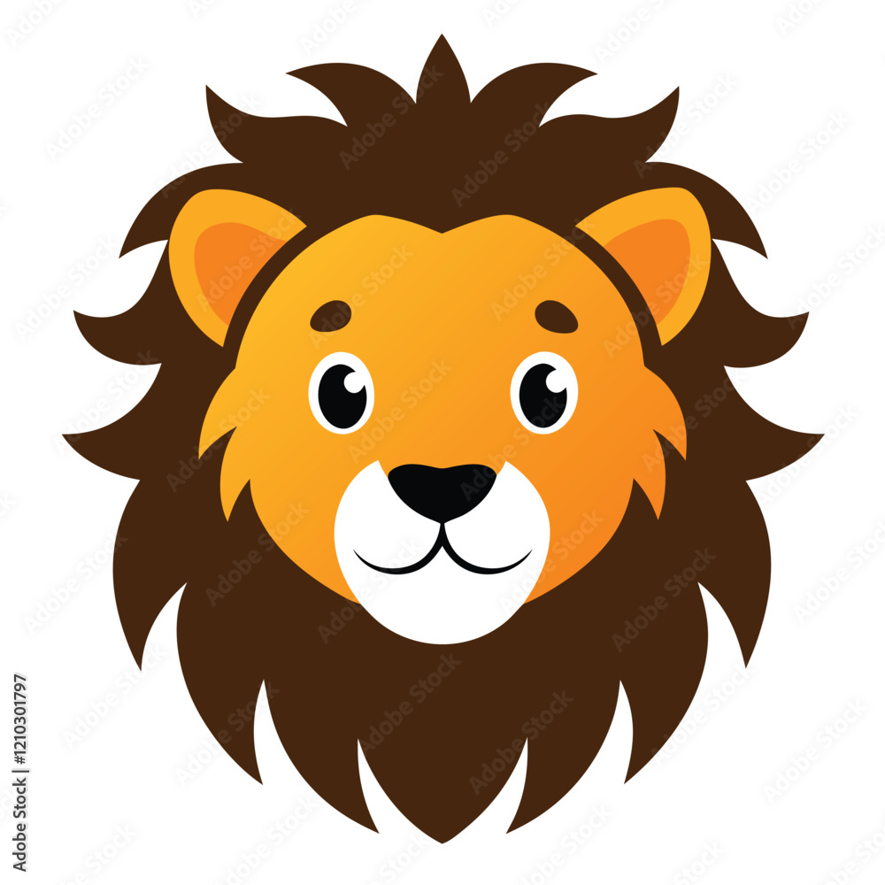Lion Head Vector Art Illustration, Logo and Icon Flat Design Lion Head Vector Art Illustration, Logo and Icon Flat Design