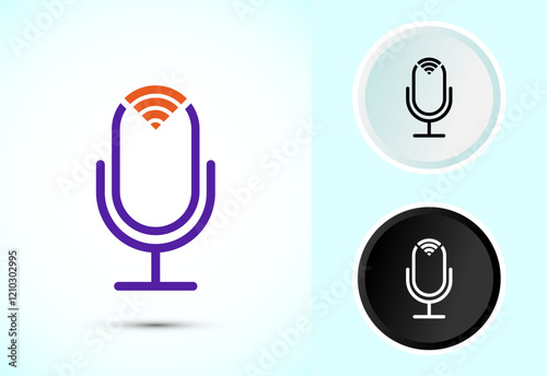 Podcast icon design illustration, microphone icon