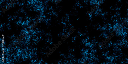 Navy Blue Watercolor Texture. Blue background with clouds, dark blue grunge texture background with copy space. Aquamarine and teal abstract glowing space stars design on dark black background.