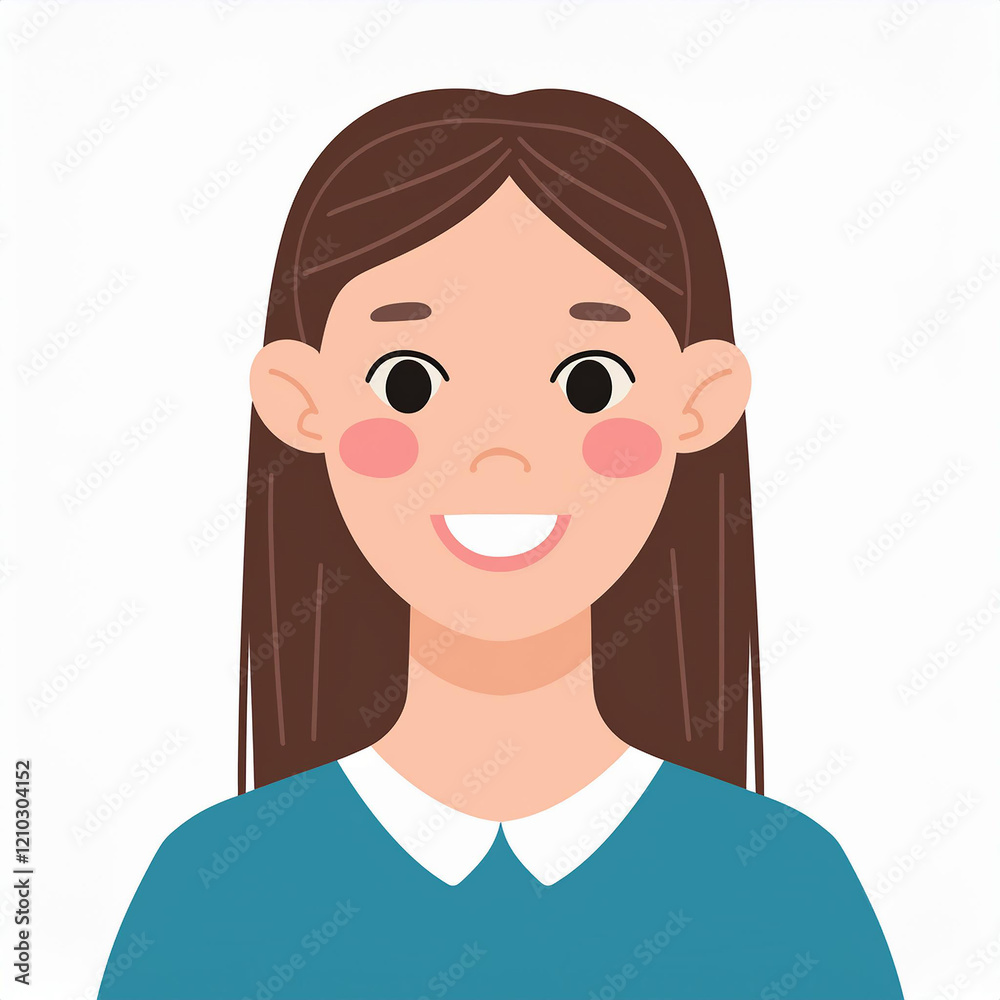 Flat style illustration of cute girl face. Beautiful kid, child avatar. Isolated white backdrop. Flat style illustration of cute girl face. Beautiful kid, child avatar. Isolated white backdrop.