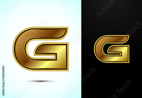English alphabet G in gold color style. Graphic alphabet symbol for corporate business identity