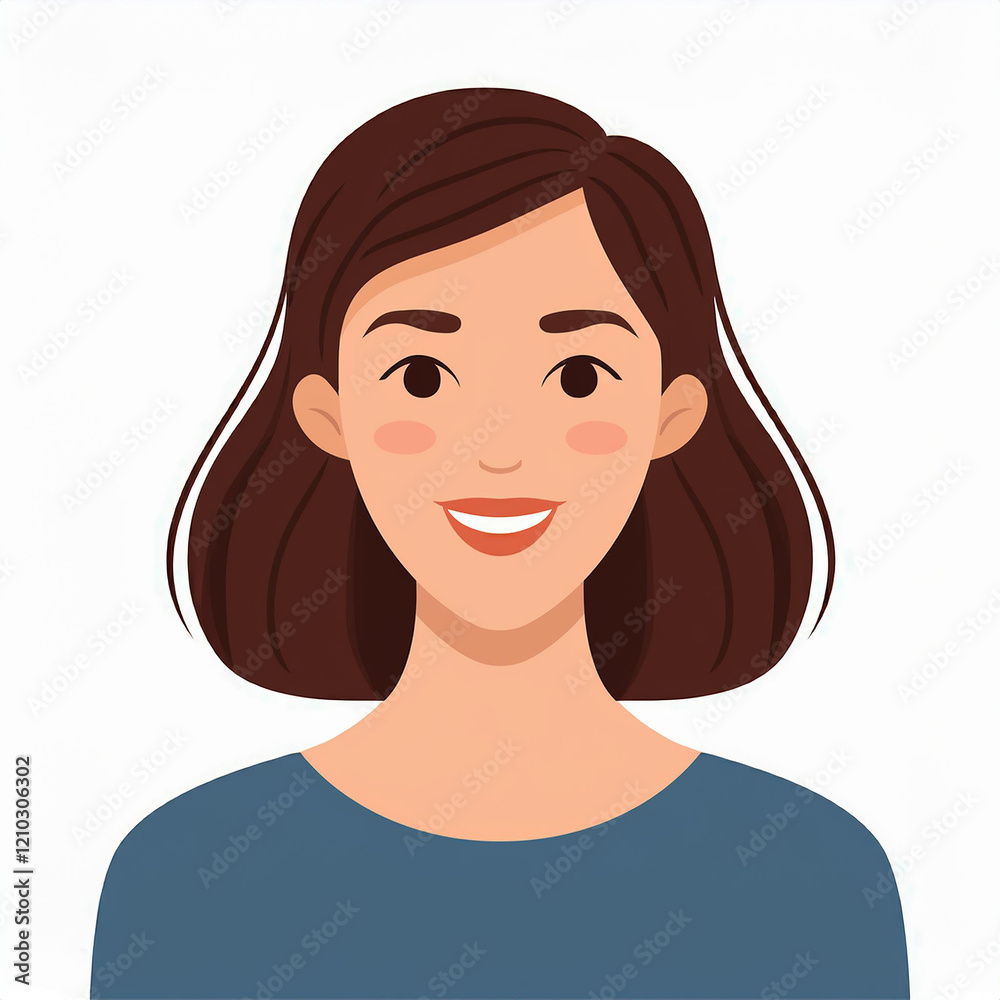 Flat style illustration of cute woman face. Beautiful female avatar. Isolated white backdrop. Flat style illustration of cute woman face. Beautiful female avatar. Isolated white backdrop.