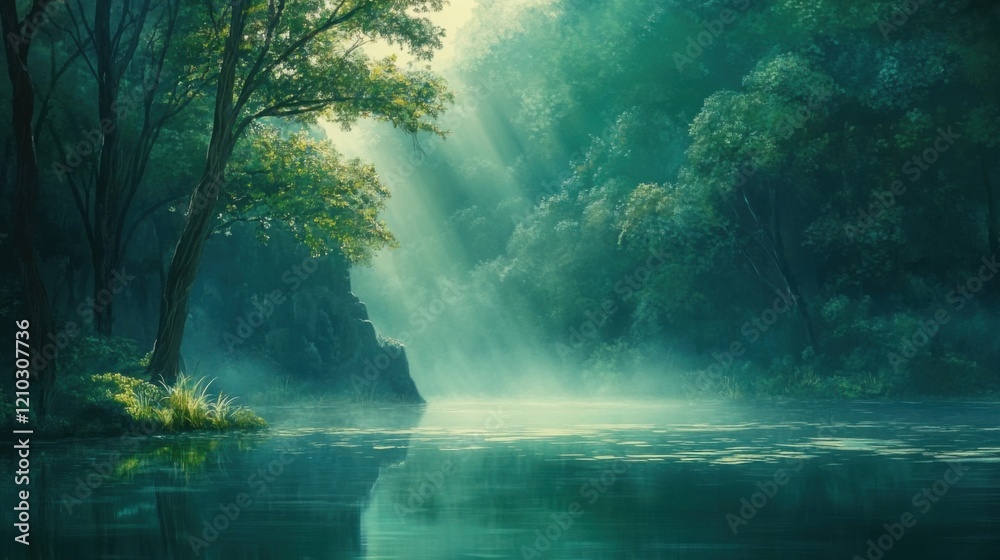 a river with a waterfall in the middle of it a river with a waterfall in the middle of it