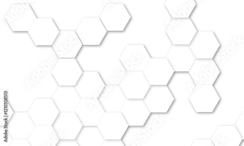 White Hexagonal Background. Luxury White Pattern. Vector Illustration. hexagon abstract background. Surface polygon pattern with glowing hexagon paper texture and futuristic business.	