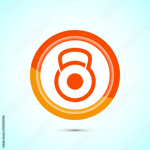 Kettlebell icon design illustration. Weight icon for weight lifting, fitness, and gym workouts. Orange color button design