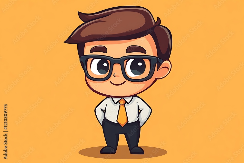 Adorable Cartoon Businessman with Glasses Adorable Cartoon Businessman with Glasses