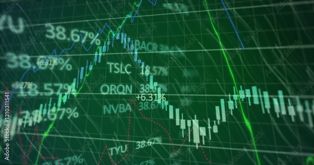 Image of financial data processing over dark background Image of financial data processing over dark background