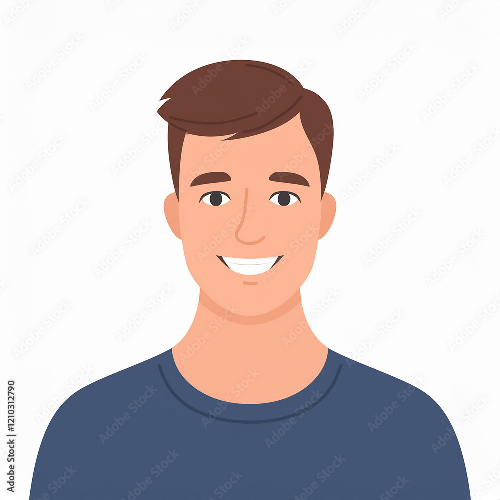 Flat style illustration of man face. Handsome male avatar. Isolated white backdrop. Flat style illustration of man face. Handsome male avatar. Isolated white backdrop.