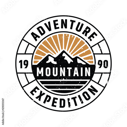 Vintage adventure circle stamp logo
