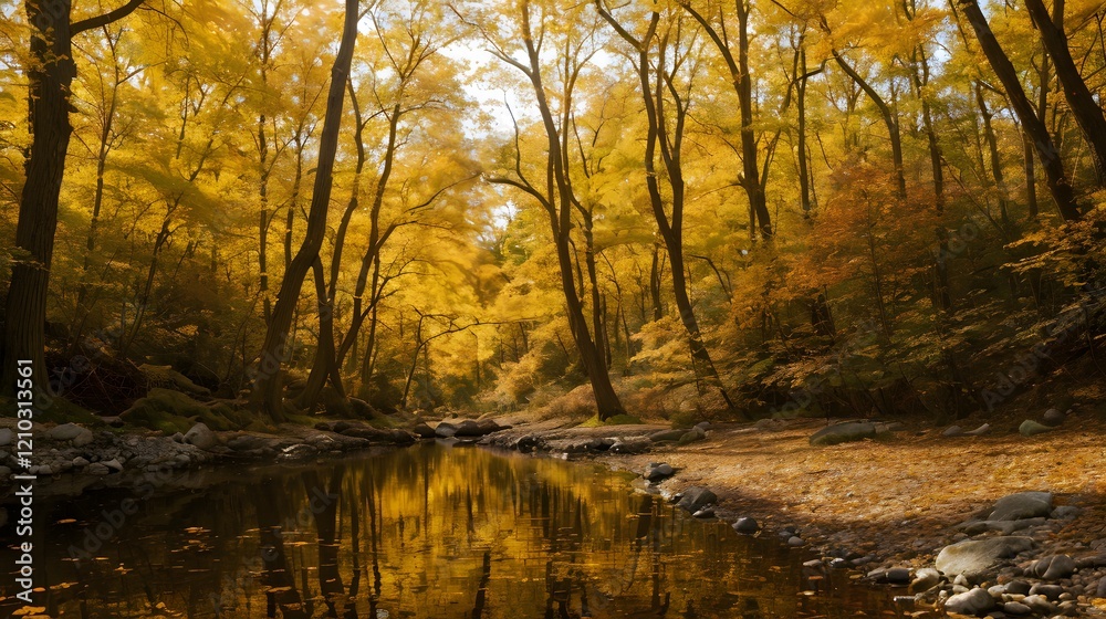 Obraz premium Autumn Forest with Stream 
