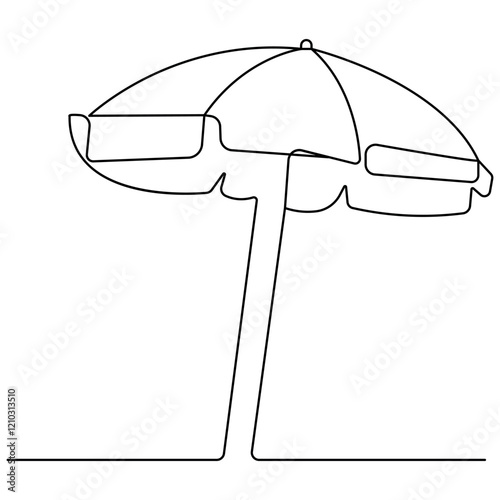 Umbrella icon  continuous one line drawing  outline vector illustration