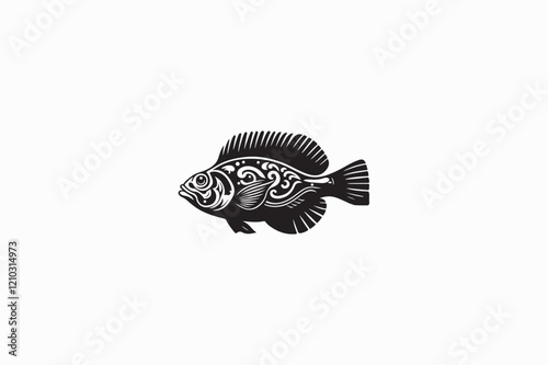 A Flounder fish vector silhouette black and white image made by adobe illustrator.