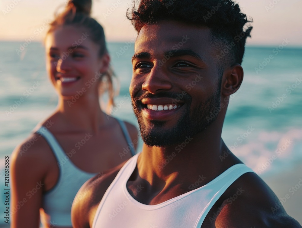 Fitness Couple Smiling at Sunset Fitness Couple Smiling at Sunset