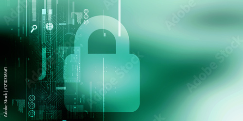 2d illustration Safety concept: Closed Padlock on digital background