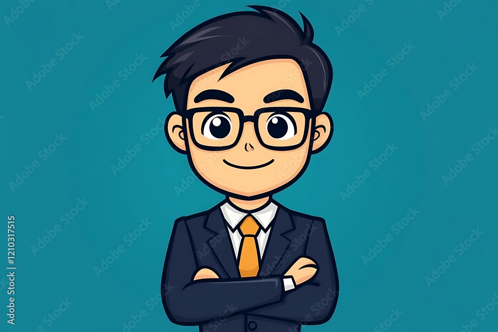 Calm Cartoon Businessman Illustration Calm Cartoon Businessman Illustration