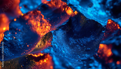glowing textures and vibrant colors come to life in this close-up shot of illuminated stone surfaces