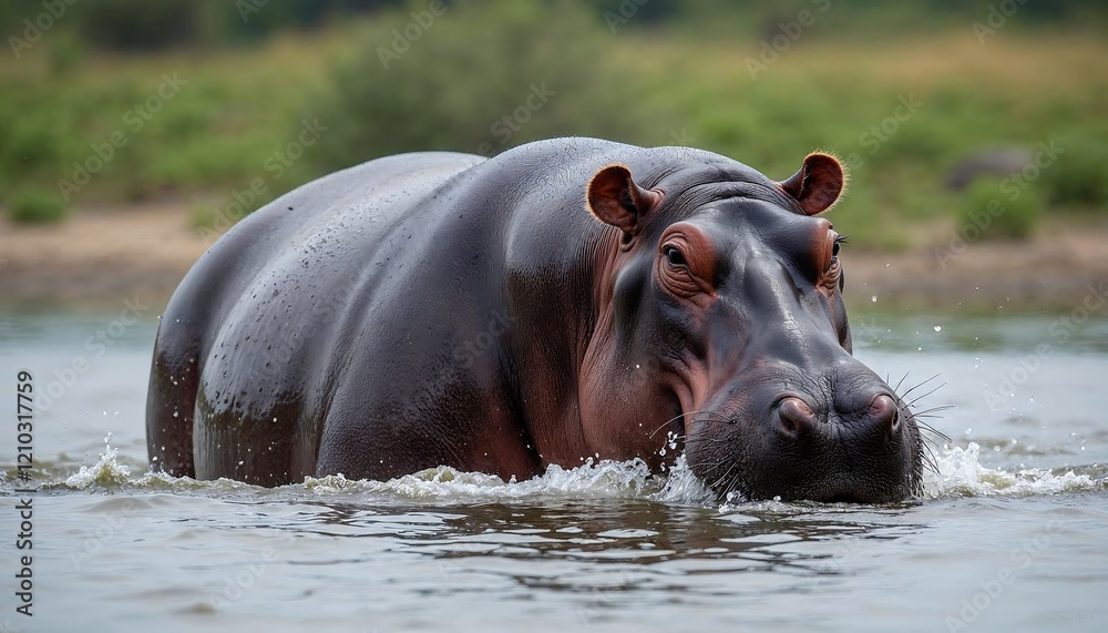 Hippopotamus in Water African Wildlife Nature Photo Hippopotamus in Water African Wildlife Nature Photo