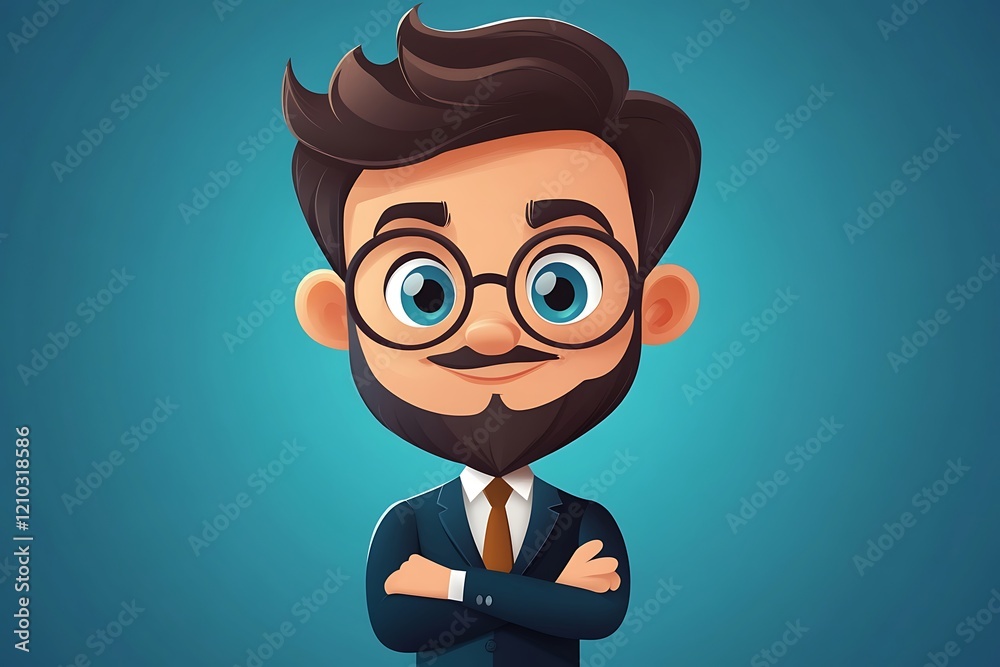 Cartoon Boy Digital Art Big Eyes Round Glasses Cartoon Boy Digital Art Big Eyes Round Glasses