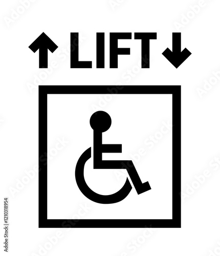 Elevator for Disabled People Icon. Wheelchair Lift Symbol for Accessibility.
