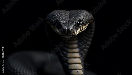 Intriguing Black Snake Close Up Dramatic Wildlife Photo