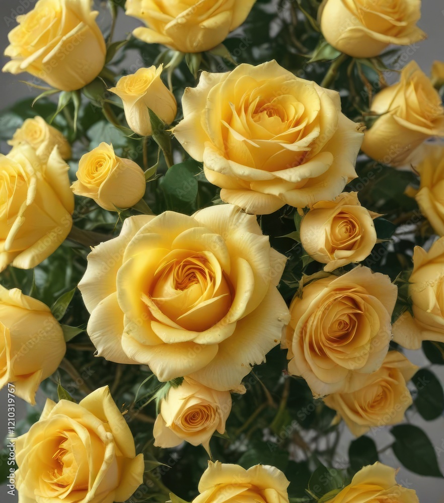 Bouquet of yellow roses with delicate petals and soft hues, yellow, spring, sunny Bouquet of yellow roses with delicate petals and soft hues, yellow, spring, sunny