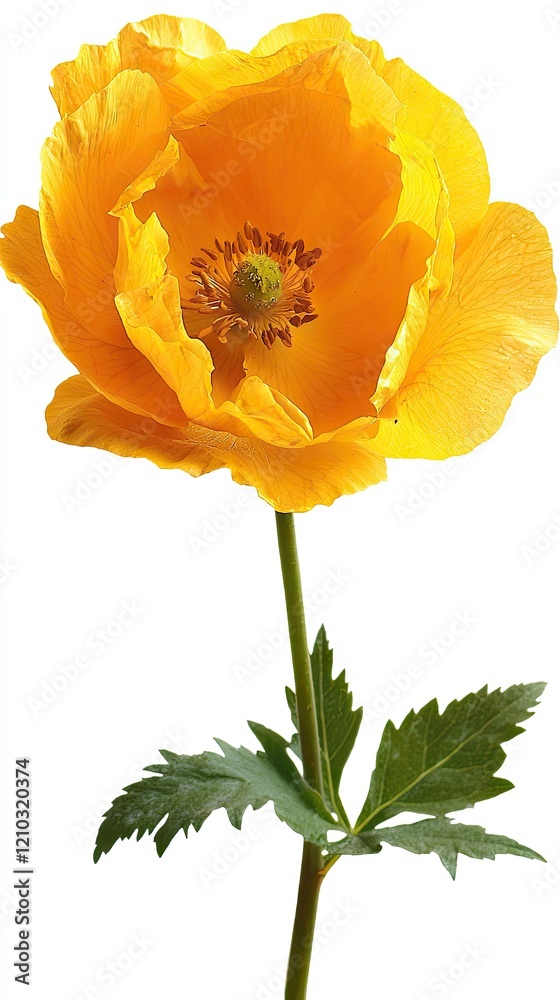 Naklejka premium Yellow poppy flower bloom, isolated on white, spring garden