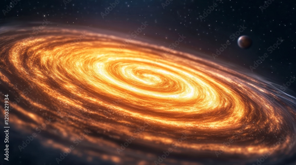 Obraz premium Vibrant Spiral Galaxy Swirling with Stars in Dark Cosmos Space