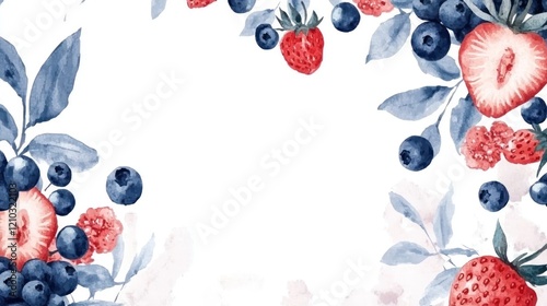 Watercolor Berry Border Illustration