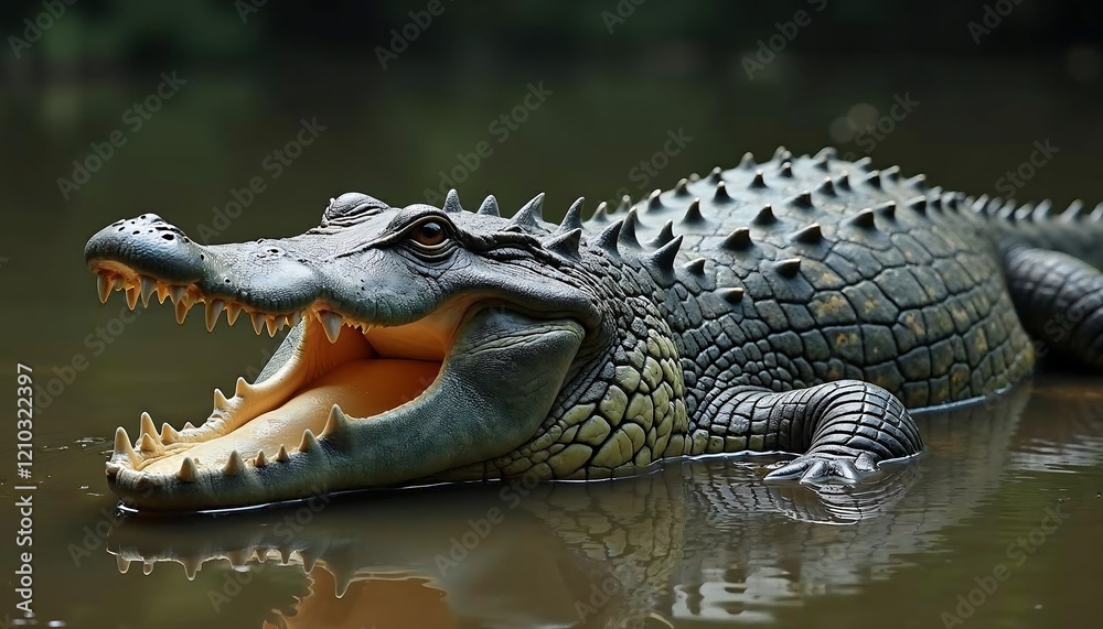 Obraz premium Powerful Alligator in Dark Water Stunning Wildlife Photo