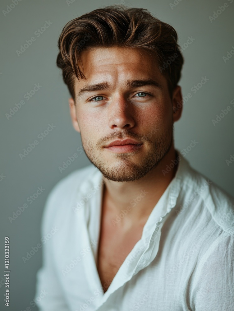 Rugged Man with Beard and Casual Style Rugged Man with Beard and Casual Style