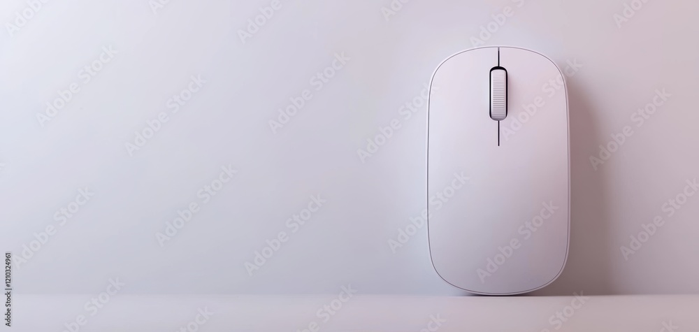 A sleek white computer mouse sits on a minimalist background, emphasizing modern design and technology. A sleek white computer mouse sits on a minimalist background, emphasizing modern design and technology.