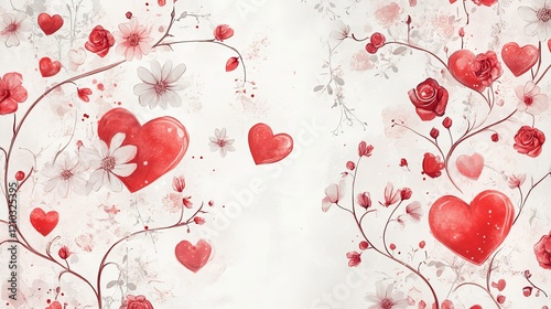 Romantic floral and red heart design for Valentine themes