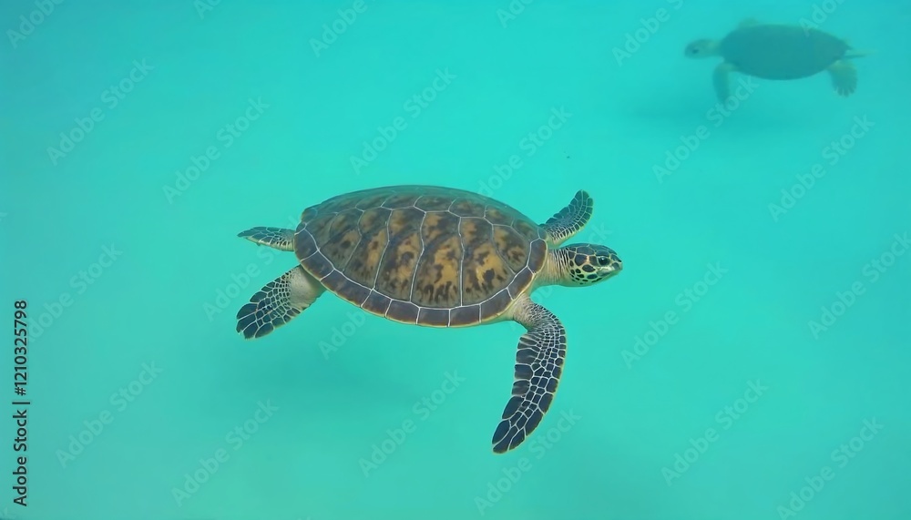Obraz premium Sea Turtle Underwater Graceful Swim Ocean Wildlife