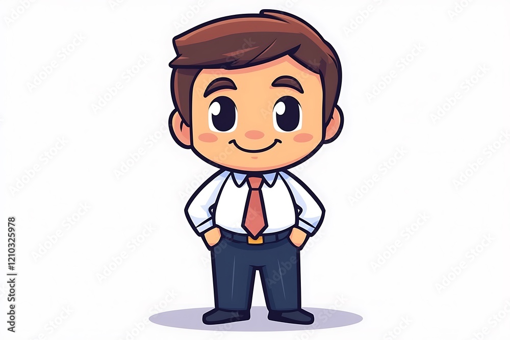 Cheerful Businessman Illustration Standing Calmly Cheerful Businessman Illustration Standing Calmly