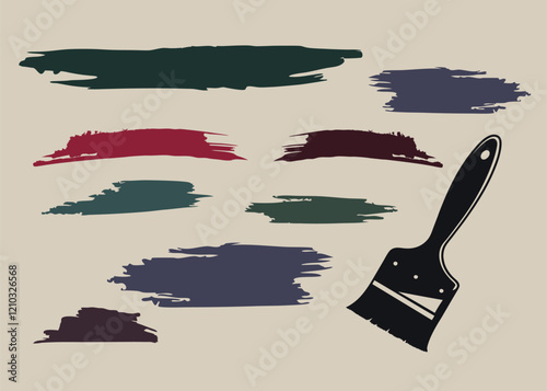 Black ink stains mega set elements in flat graphic design. Bundle objects of rough brush stroke patterns and dirty paint blobs with grunge edges in different abstract forms. Vector illustration
